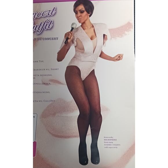 Rihanna Concert Outfit Adult Costume Large (10–14) Top, Nude Tank & Briefs New - Picture 6 of 9